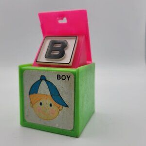 1972 Mattel Alphabet Pop Up Block Toy Plastic Vintage Letter B Boy Learn School